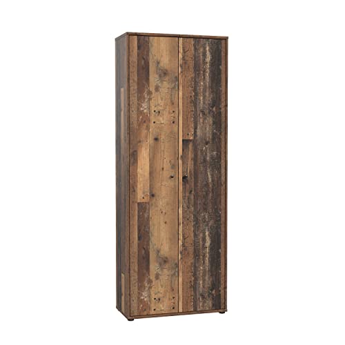 FORTE TEMPRA 2 Schrank 70 80, 2 türig, Mehrzweckschrank, Aktenschrank oder Büroschrank, Old Wood Vintage Retro Holz Dekor, Holzwerkstoff, 73.7 breit x 197.5 hoch x 34.8 tief
