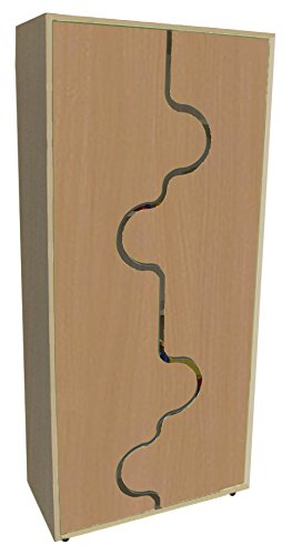 Mobeduc High Kleiderschrank mit Wave Tür, Holz, Buche, 80 x 180 x 40 cm