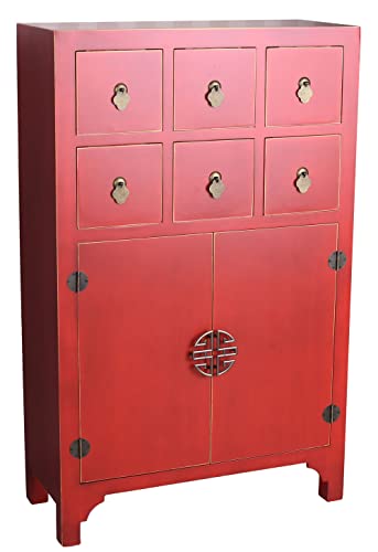 China Möbel Rot Chinesischer Kleiderschrank Metallbeschläge Chinoiserie Schrank Kommode mya038 Palazzo Exklusiv