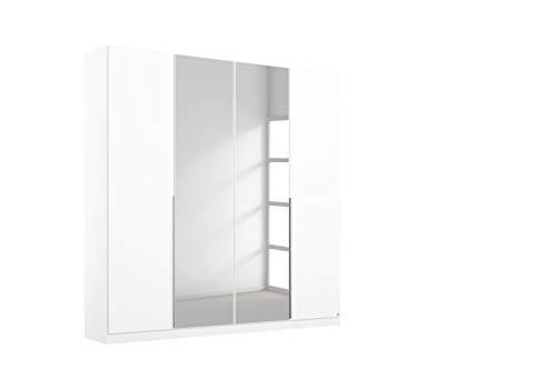 Rauch Möbel Alabama Schrank Kleiderschrank Drehtürenschrank Weiß mit Spiegel 4-türig inklusive Zubehörpaket Basic 2 Kleiderstangen, 2 Einlegeböden BxHxT 181x210x54 cm