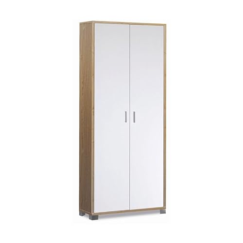 Mondo Viro Schrank mit 2 Türen aus Holz mit Füßen  Ilumia  Schrank 83 x 29 cm (190 cm (Stilfser Walnuss/Weiß geflammt)