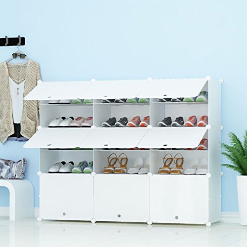 PREMAG Portable Schuhablage Organizer Tower, weiß, modulare Schrankregal platzsparende, Schuhregal Regale Schuhe, Stiefel, Hausschuhe 3 * 5