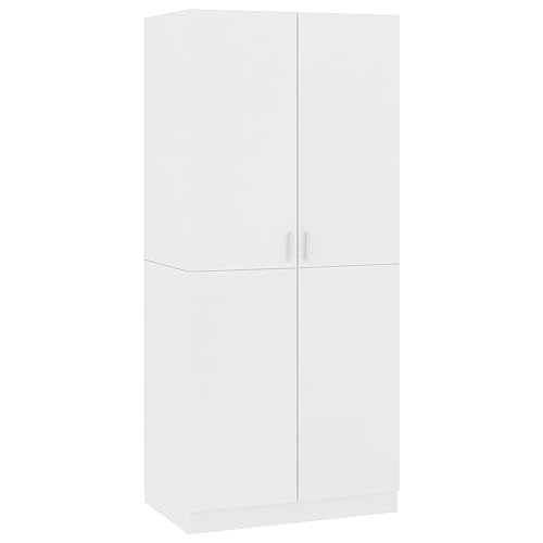 vidaXL Kleiderschrank mit 2 Türen Garderobenschrank Garderobe Schrank Dielenschrank Schlafzimmerschrank Weiß 80x52x180cm Holzwerkstoff