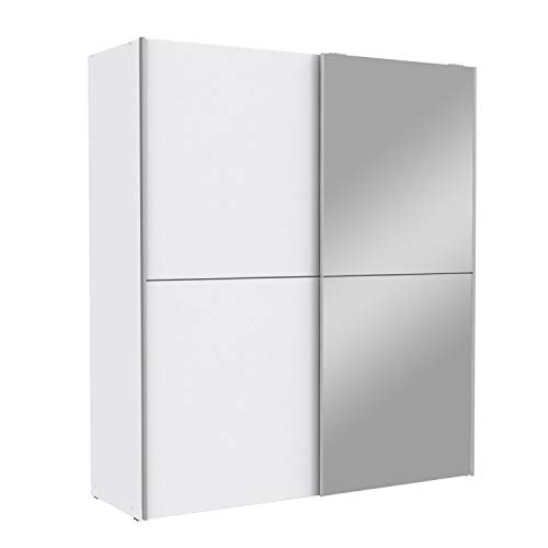 Forte WHITE KISS Kleiderschrank, Holzwerkstoff, Weiß mit Spiegel, B x H x T: 170,3 x 190,5 x 61,2 cm