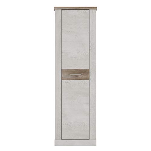 FORTE DURO Kleiderschrank mit 1 Tür, Holzwerkstoff, Pnie Weiß /Antikeiche, 61,2 x 199,1 x 35 cm