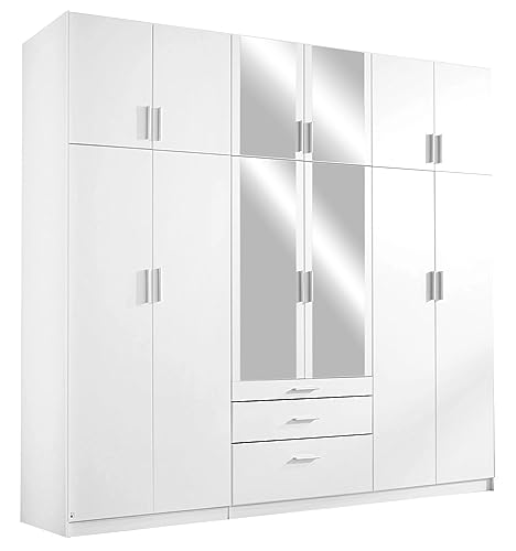 nicht zutreffend Kleiderschrank mit Spiegeltüren - 12-türig - 3 Schubladen - 271 x 229 cm - Weiß - Drehtürenschrank Schlafzimmerschrank