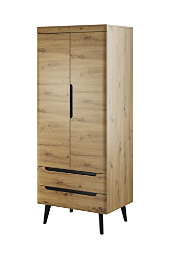 Nordi Oak Doppelschrank, 80 cm, Schrank, Kleiderschrank, großer Schrank, skandinavischer Stil, Möbel mit Beinen