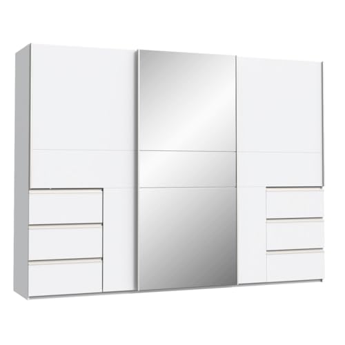 DEINE TANTE EMMA W2QS13332-120 Kleiderschrank Winn 2 Schwebetürenschrank mit Schiebetüren und Spiegel Weiß ca. 270 x 201 x 58 cm