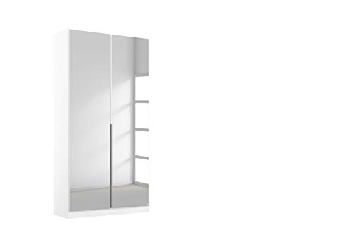 Rauch Möbel Alabama Schrank Kleiderschrank Drehtürenschrank Weiß mit Spiegel 2-türig inklusive Zubehörpaket Premium 1 Kleiderstange, 3 Einlegeböden, 1 Schubkasteneinsatz BxHxT 91x229x54 cm