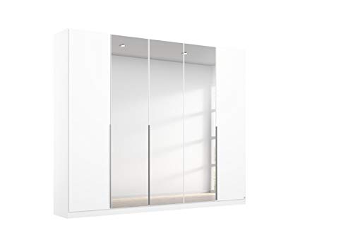 Rauch Möbel Alabama Schrank Kleiderschrank Drehtürenschrank Weiß mit Spiegel 5-türig inklusive Zubehörpaket Basic 3 Kleiderstangen, 6 Einlegeböden BxHxT 227x229x54 cm