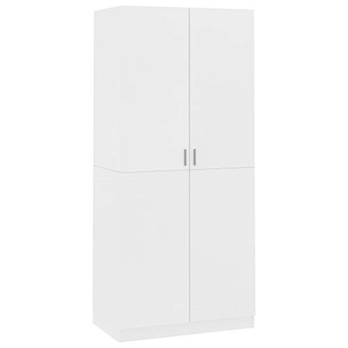 vidaXL Kleiderschrank mit 2 Türen Garderobenschrank Garderobe Schrank Schlafzimmerschrank Dielenschrank Weiß 90x52x200cm Holzwerkstoff