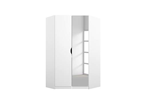 Rauch Möbel Alvara Eckschrank Kleiderschrank Schrank in Weiß mit Spiegel 2-türig inklusive Zubehörpaket Basic 2 Kleiderstangen, 5 Einlegeböden BxHxT 117x197x104 cm