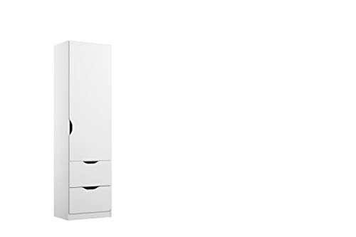 Rauch Möbel Alvara Schrank Drehtürenschrank in Weiß 1-türig mit 2 Schubladen, inklusive Zubehörpaket Basic 1 Kleiderstange, 1 Einlegeboden BxHxT 47x197x54 cm