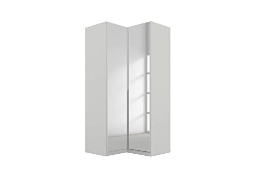 Rauch Möbel Alabama Eckschrank Schrank Kleiderschrank Grau mit Spiegel, 2-türig, inkl. Zubehörpaket Basic, 1 Kleiderstange, 5 Einlegeböden, BxHxT 100x210x102 cm