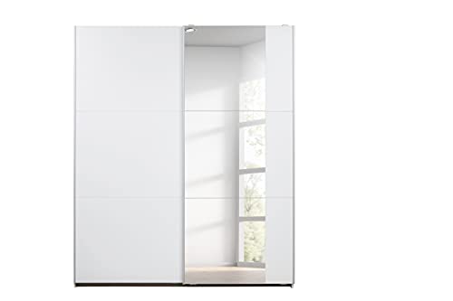 Rauch Möbel Santiago Schrank Schwebetürenschrank mit Spiegel, Alpinweiß, 2-türig, inkl. Zubehörpaket Basic, 2 Einlegeböden, 2 Kleiderstangen, BxHxT 175x210x59 cm