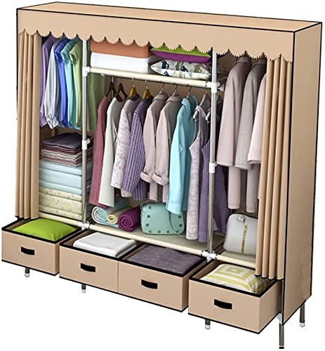 WIQUYBML Tragbarer Kleiderschrank aus Stoff, Eckschrank, tragbarer Stoff-Kleiderschrank, einfarbig, offener Kleiderschrank für Schlafzimmer mit Aufbewahrungsschrank im Schubladen-Design, 16