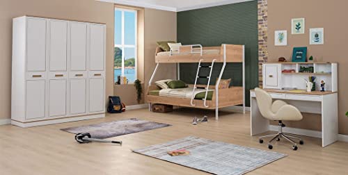 TUTTOCAMERETTE.IT - Komplettes Zimmer für Jungen/und klassischen Stil weiße und helle Holz umfasst: Etagenbett, Kleiderschrank, Schreibtisch, Stuhl - [RTK]