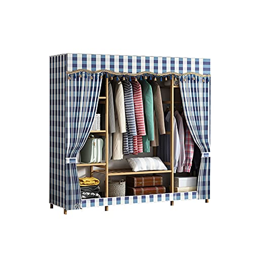 GLHalfM Stoff-Kleiderschrank, offener Multifunktions-Kleiderschrank, japanischer Stil, Massivholz, große Kleiderstange, Aufbewahrungsregal (Größe: 162 x 162 x 43 cm)
