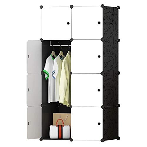 BRIAN & DANY Kleiderschrank aus 8 Würfeln, modularer Speicher-Organisator Kunststoffschrank mit Türen & 1 Aufhängern, tiefere Fächer als normal (45 cm vs. 35 cm) für mehr Platz