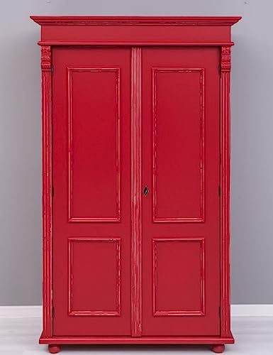 Casa Padrino Landhausstil Shabby Chic Kleiderschrank Antik Rot 110 x 58 x H. 180 cm - Massivholz Schlafzimmerschrank mit 2 Türen - Schlafzimmer Möbel - Shabby Chic Möbel - Landhausstil Möbel