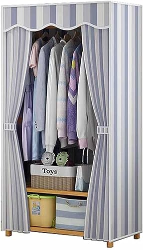 Boxbit Tragbarer Kleiderschrank zum Aufhängen von 2 Kleiderschränken aus Massivholz, Kleiderschrank aus Stoff, Kleiderschrank für Camping, Schlafzimmer, Umkleideraum (Größe: 165 x 60 x 41