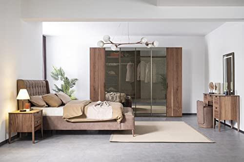JV Möbel XXL Kleiderschrank hoch braun Schlafzimmer Schränke Glasschrank Holz Moderne neu