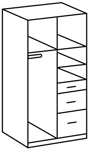 Wimex Kleiderschrank/ Drehtürenschrank Click, 2 Türen, 2 große, 1 kleine Schublade, 1 Spiegel, (B/H/T) 90 x 199 x 58 cm, Weiß/ Absetzung Anthrazit
