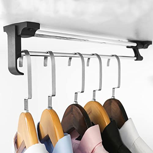 Einfache Kleiderstange für Kleiderschrank, Kleiderbügel, ausziehbarer Hosenbügel, verstellbar um 25–50 cm, für Kleiderschrank, Schrank-Organizer, Gleitschiene (Farbe: Chrom, Größe: 300 mm/11,8 Zoll)